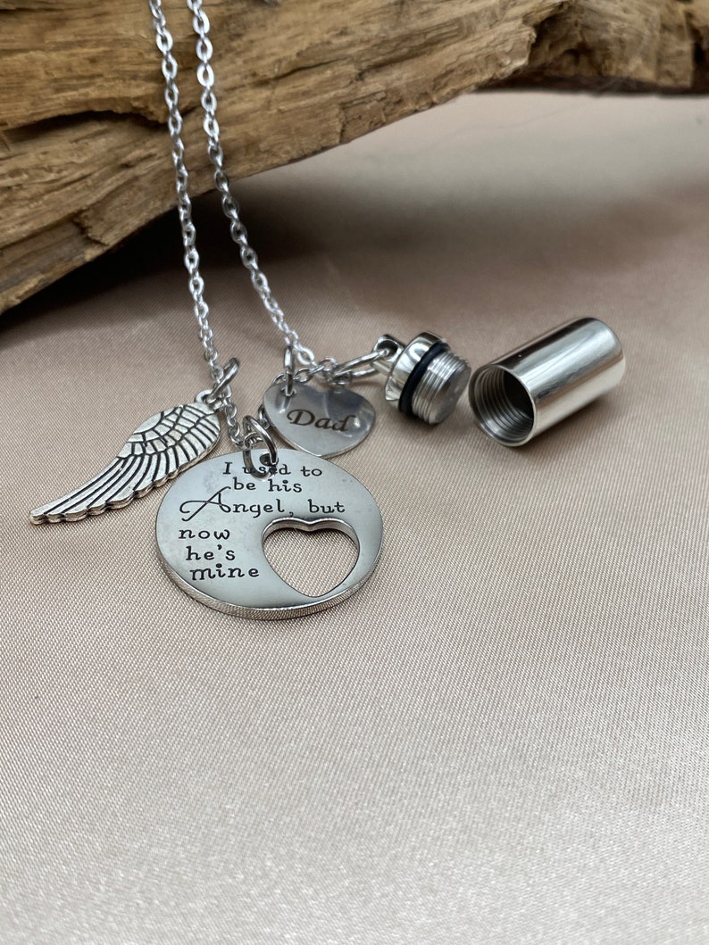 Engraved Angel Wings Necklace Cremation Jewelry Stainless Etsy