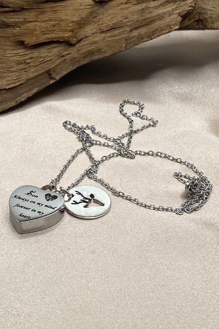 Minicremation – Collana Con Ciondolo A Forma Di Corna Di Cervo Per Ceneri – Gioiello Commemorativo In Acciaio Inox, Incisione Personalizzabile - 2