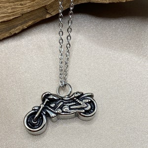 Motorcycle Urn Necklace for Ashes - Biker Ash Necklace - Cremation Urn Jewelry - Motorcycle Rider Memorial Necklace - Loss of Biker Dad