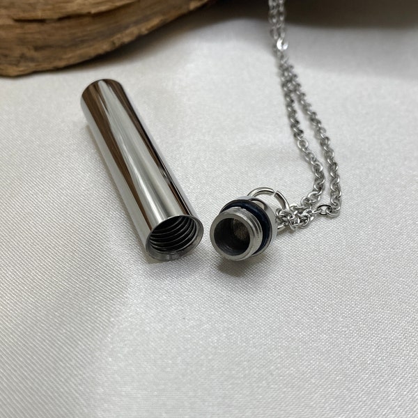 Personalized Cylinder cremation necklace, pendant for human ashes, memorial urn jewelry, pet urn jewelry, pet cremation necklace