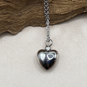 Silver Heart Cremation Urn Necklace - Locket Pendant for Ashes - Memorial Keepsake Jewelry - Ash Holder Necklace for Loved Ones