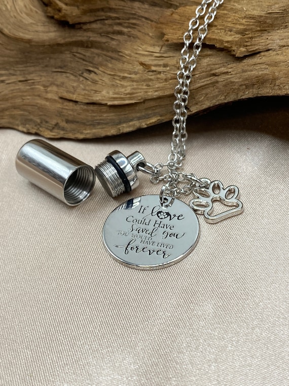 Personalized Pet Cremation Jewelry Cylinder Paw Print Cremation Necklace Pet Memorial Jewelry Necklace Pet Loss Gifts Urn for Ashes Etsy