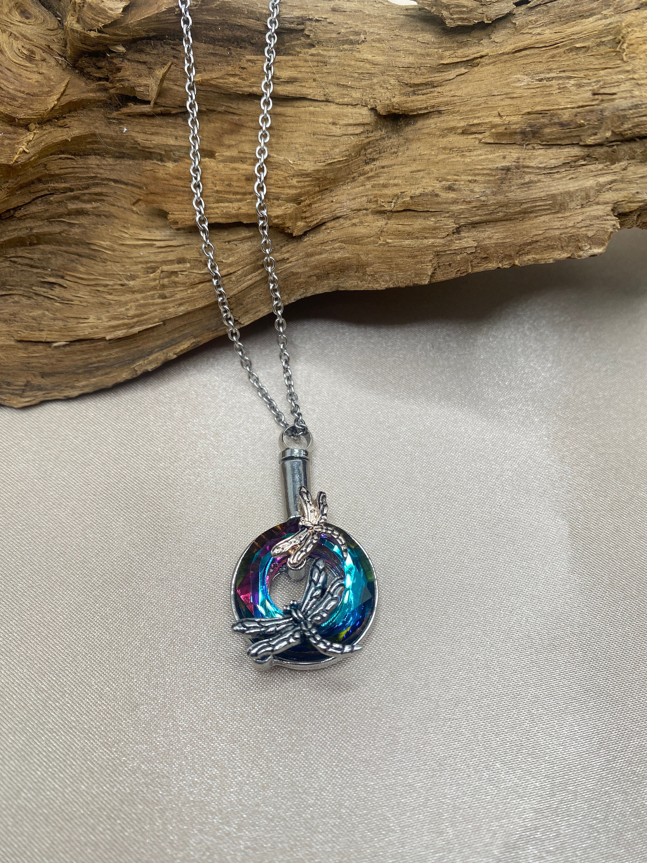 Memorial Urn Jewelry, Cremation Necklace, Dragonfly Necklace, Dragonfly