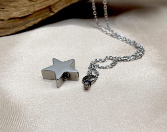 Star Ashes Necklace – Memorial Urn Pendant, Cremation Jewelry Keepsake, Sympathy Gift for Loss