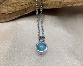 Blue Cremation Necklace for Ashes Memorial Urn Pendant Sympathy Gift