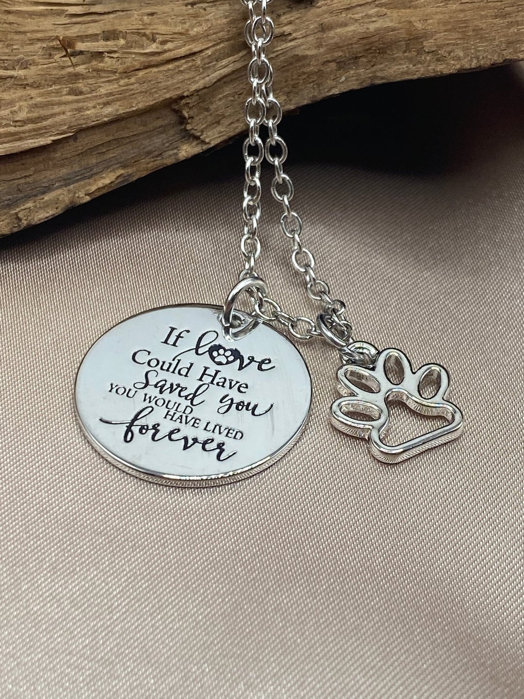 Pet Loss Necklace: Stainless Steel Paw Print, Engraved Memorial Jewelry ...