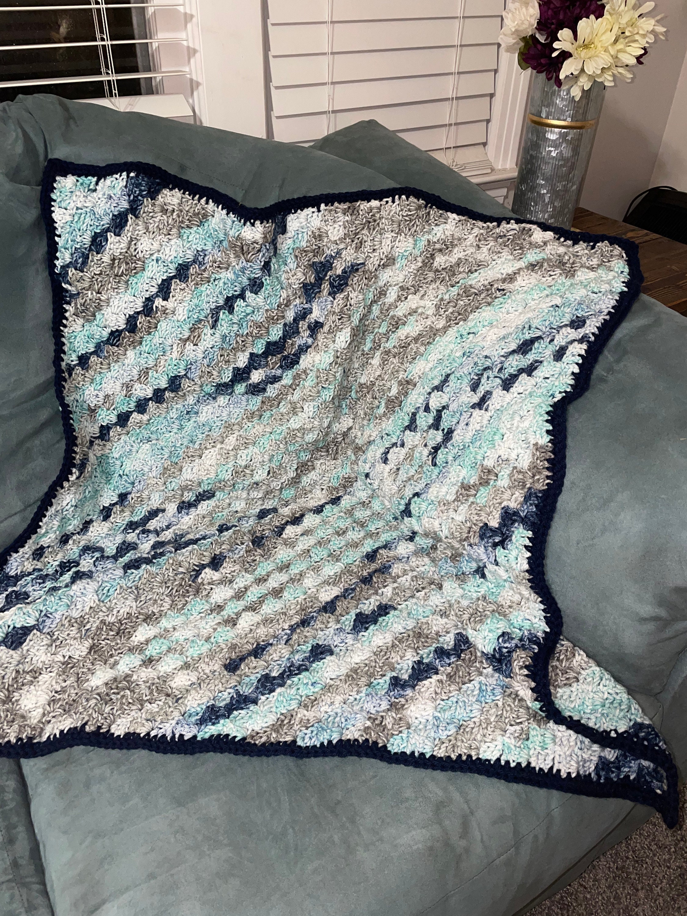 40x40in Blue and Gray Baby Blanket Etsy