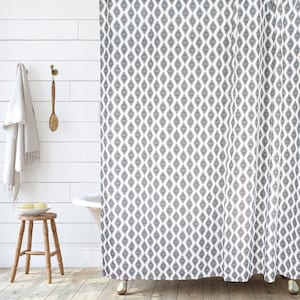 Boho Geometric Diamond Shower Curtain in Waterproof Polyester Fabric by Hall & Perry