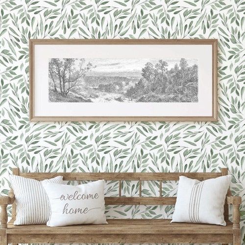 Peel and Stick Removable Wallpaper in Fernwood Sage Design Etsy