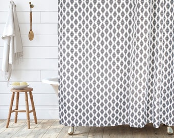 Boho Geometric Diamond Shower Curtain in Waterproof Polyester Fabric by Hall & Perry