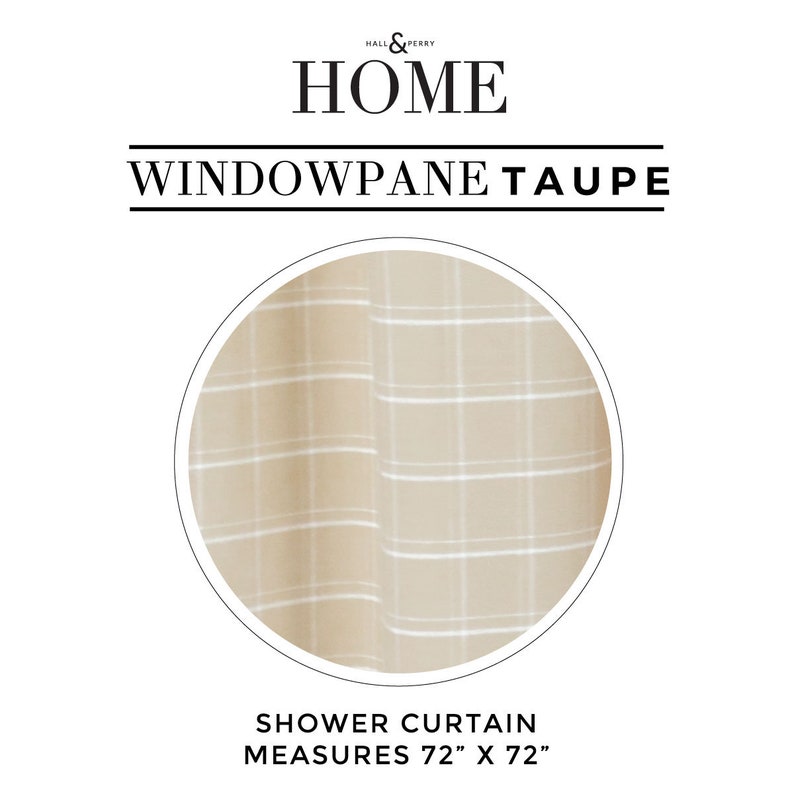 Windowpane Grid Shower Curtain in Beige With White Lines and Etsy