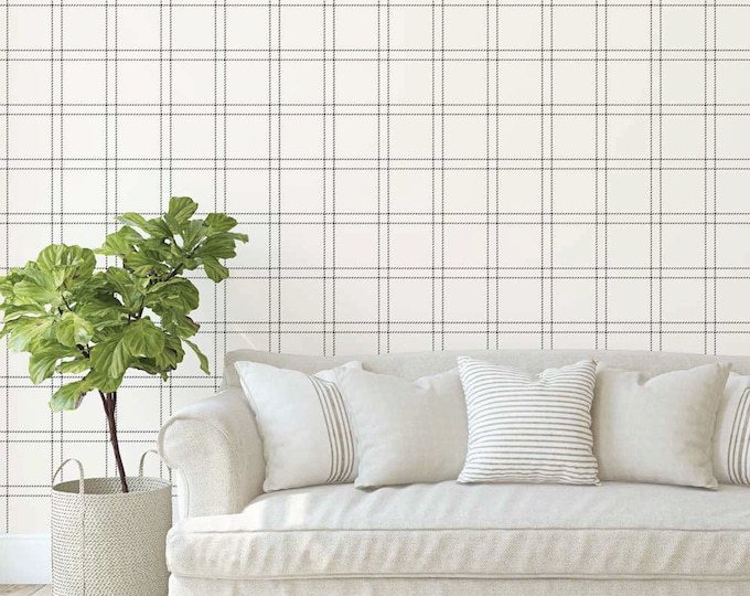 Peel and Stick Removable Wallpaper in the Hillcrest Plaid Geometric