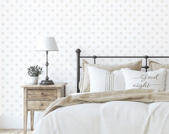 Peel and Stick Removable Wallpaper in the Revere Design - White and Tan by Hall & Perry