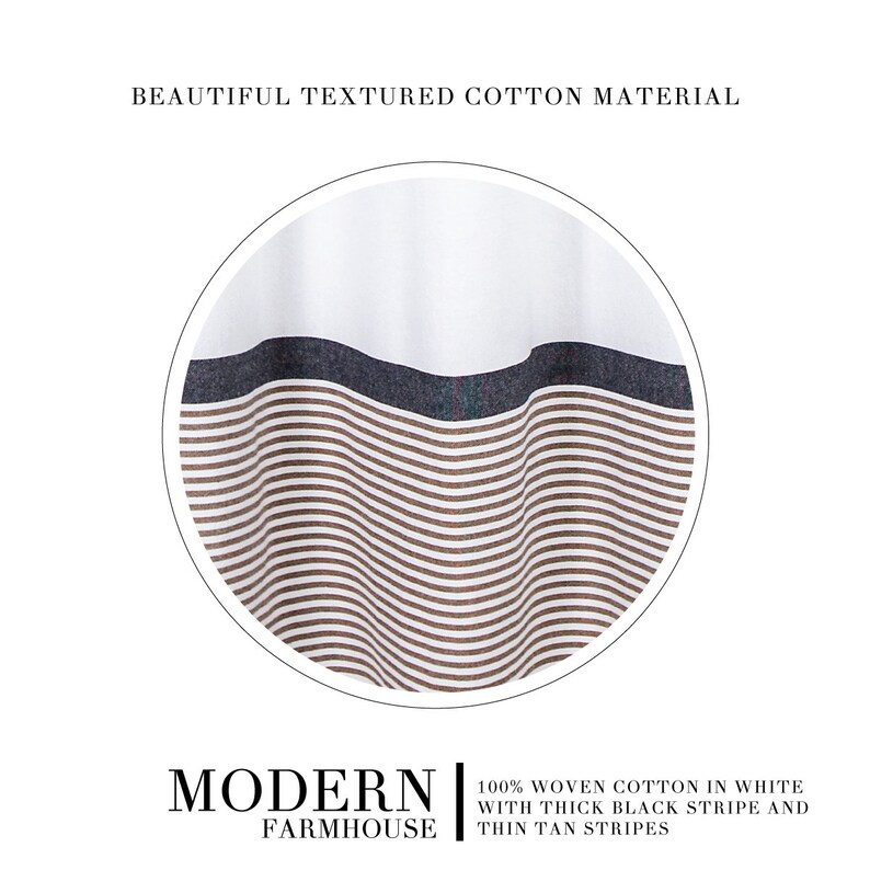 Modern Farmhouse Shower Curtain in White With Stripes and Etsy