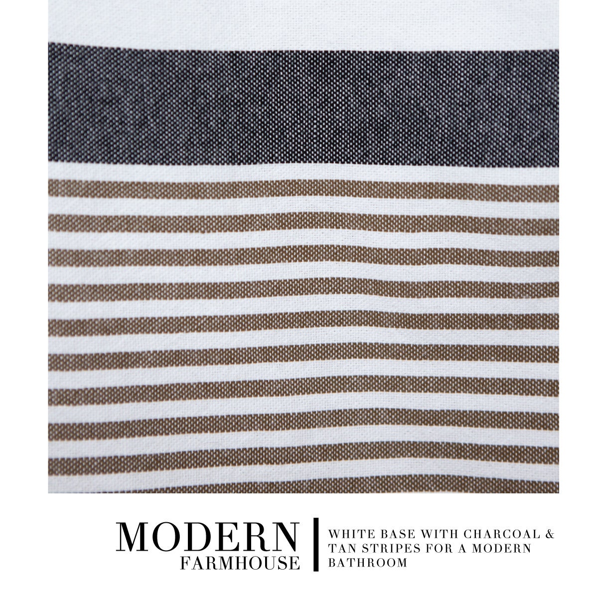 Modern Farmhouse Shower Curtain in White With Stripes and Etsy