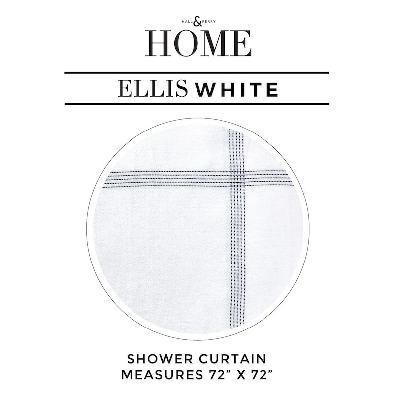 The Ellis Windowpane Grid Shower Curtain in White With Black Etsy