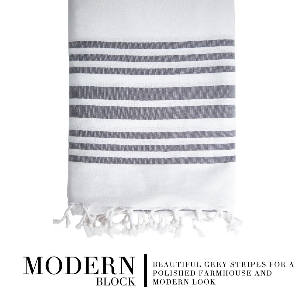 100% Natural Woven Cotton Shower Curtain in White With Grey or - Etsy