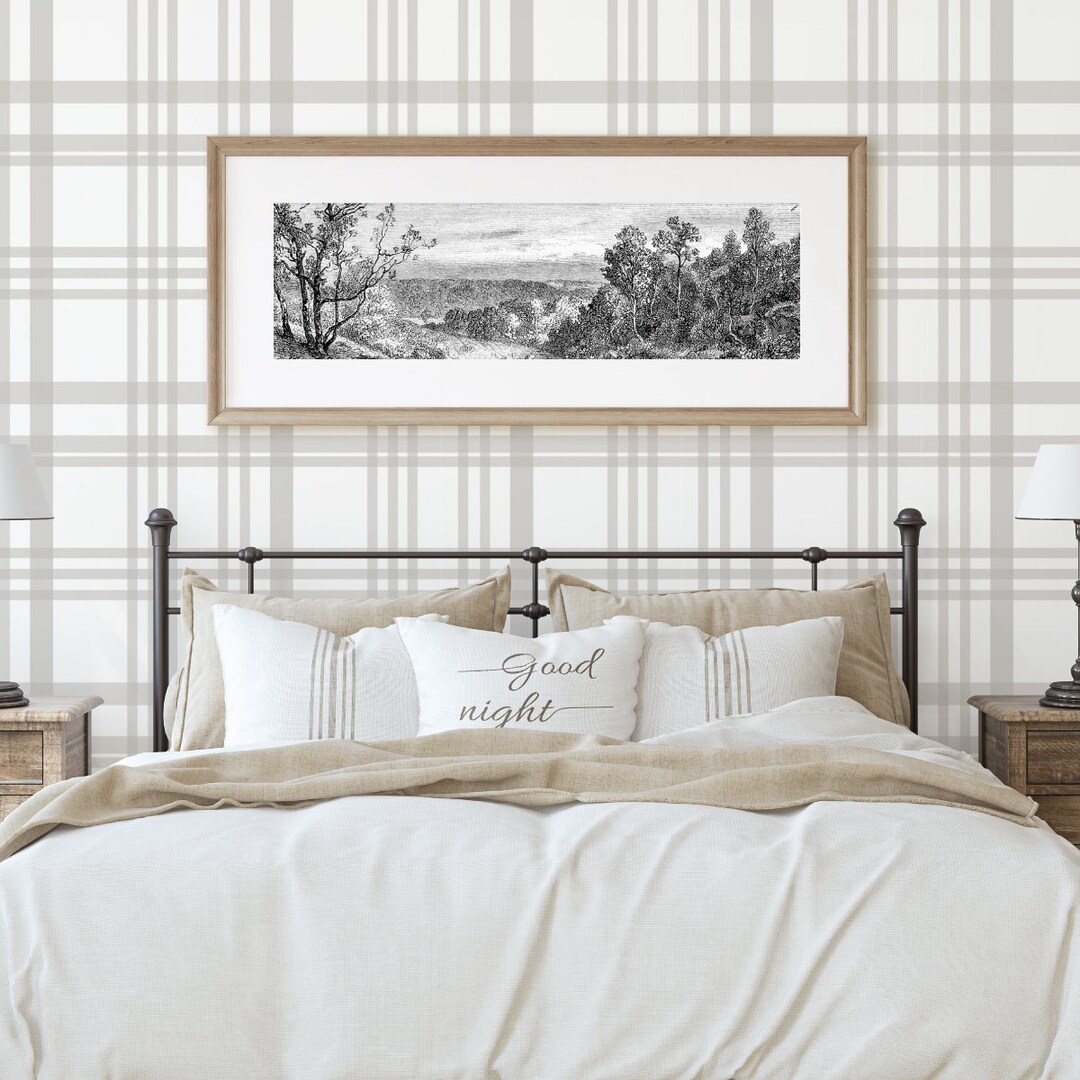 Peel and Stick Removable Wallpaper in Beacon Plaid Greige - Etsy