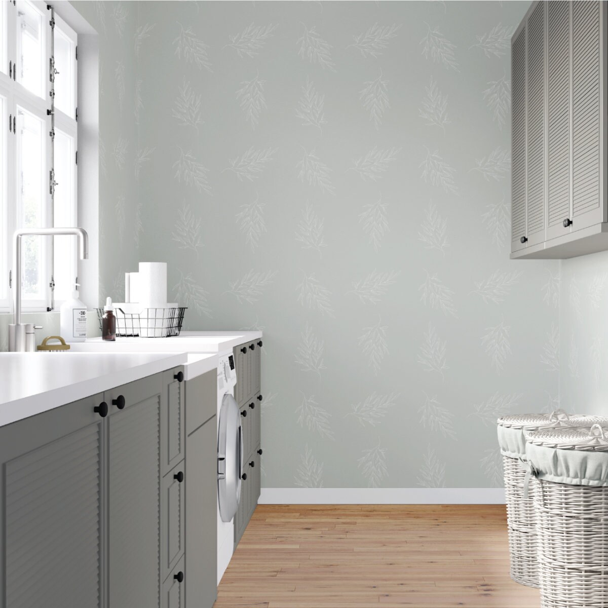 Peel and Stick Removable Wallpaper in Fernwood Sage Design Etsy