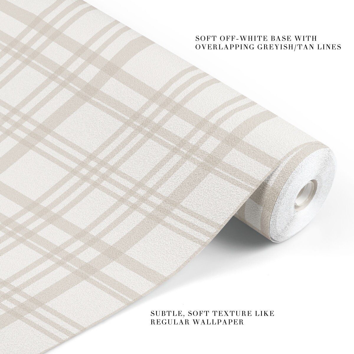 Peel and Stick Removable Wallpaper in Beacon Plaid Greige - Etsy