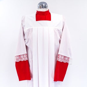 Adult Square Neck Surplice with Adorned Filigree Lace