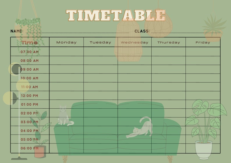Digital Printable Timetable - Etsy