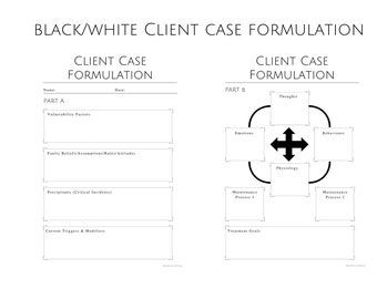 最小限のデジタルクライアントケースフォーミュレーション、セラピストプランナー、カウンセラークライアントケースフォーミュレーション印刷可能、セラピストケースフォーミュレーション、CBT