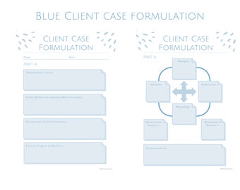 パステルブルーデジタルクライアントケースフォーミュレーション、セラピストプランナー、カウンセラークライアントケースフォーミュレーション印刷可能、セラピストケースフォーミュレーション、CBT