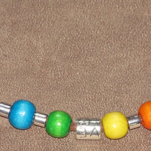 Rainbow Gay Beaded Leather Necklace LGBTQ PRIDE 17&quot; , Wood and Silver Beads, Gay, Lesbian, Boho, Hippie, Stocking Stuffer, Christmas Gift