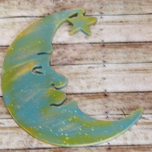 Half Moon Wall Hanging 10&quot; Rustic Wood, Hand-Crafted, Ready to Hang, Crescent Moon Wall Decor, Galactic Gift, Moon Gift, Lunar Gift