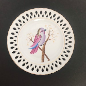 Chase Japanese Hand Painted Reticulated Bird Plate