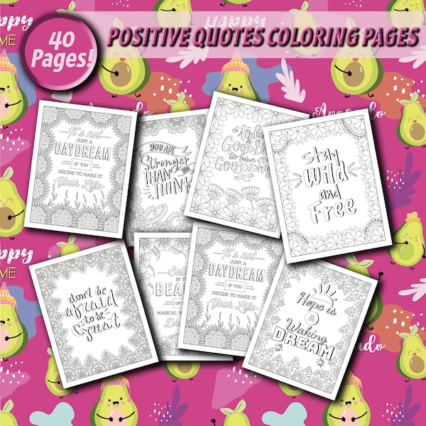 Inspirational Coloring Pages: Positive Quotes Womens Coloring Pages | 40 Digital Coloring Pages (Printable, PDF Download)