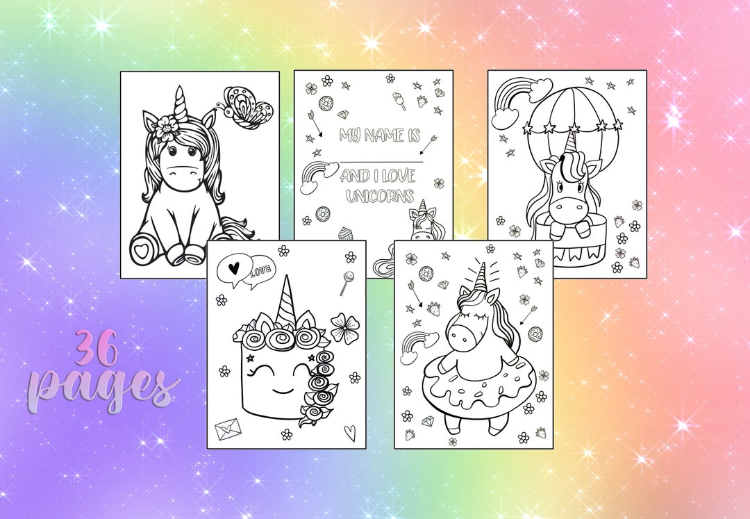 Unicorn 36 Pages Coloring Book for Kids PDF Digital Download / Children ...