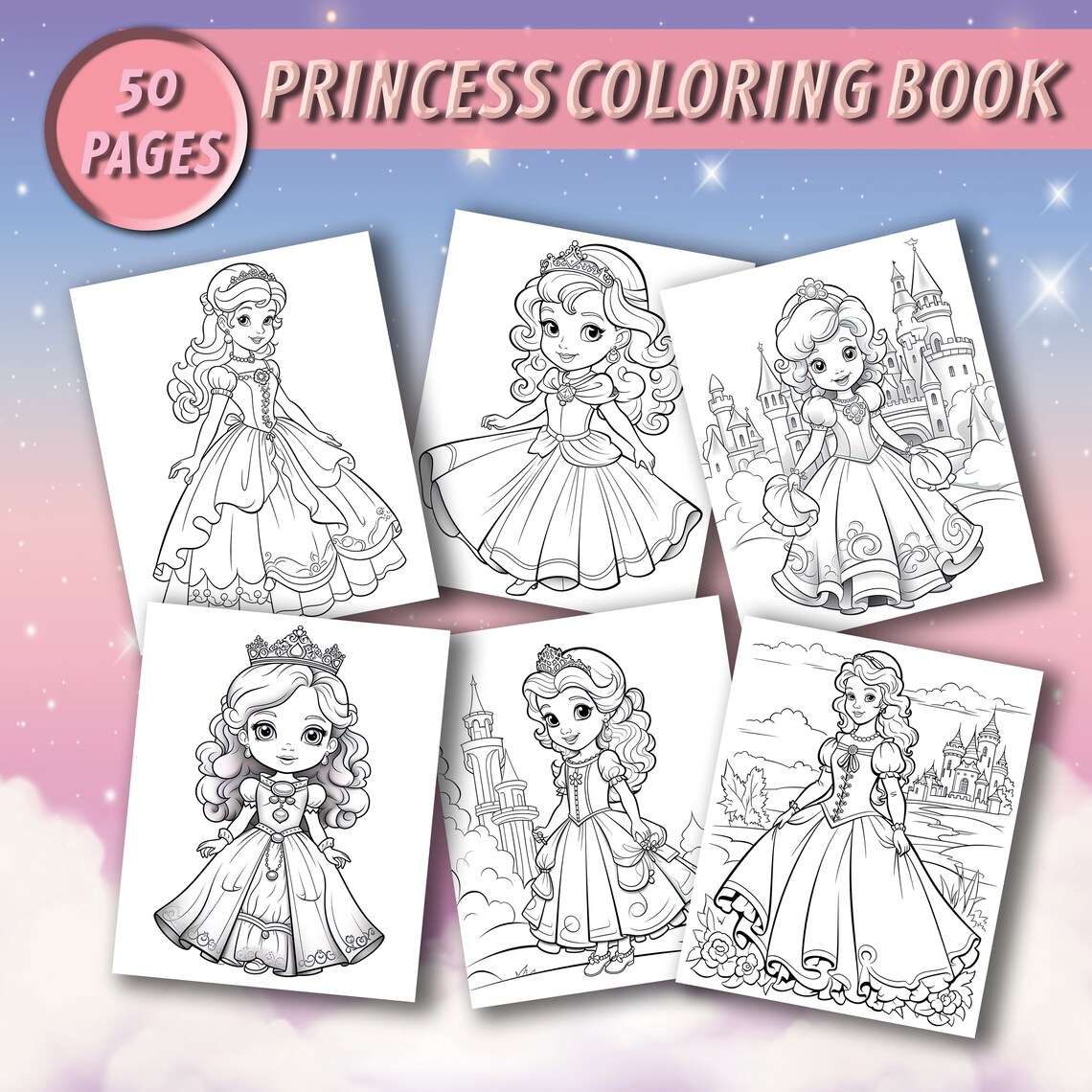 50 Princess Coloring Pages Cute | Printable Coloring Book | Coloring