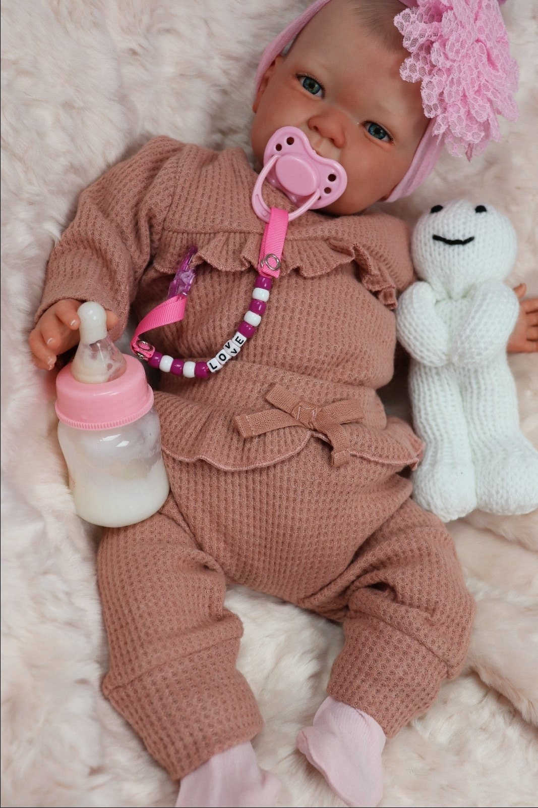 Pink Dirance Newest Lifelike Reborn Newborn Baby Doll Accesories Baby Bottle Kids Toy 