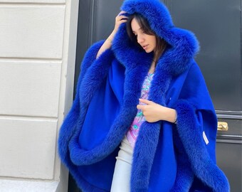 Fox Fur and Cashmere Winter Women's Poncho Jacket Plus - Etsy