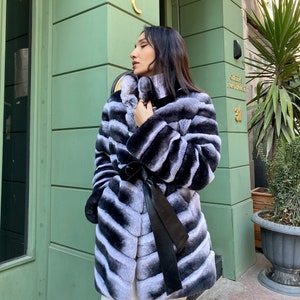 Rabbit fur deals coat black