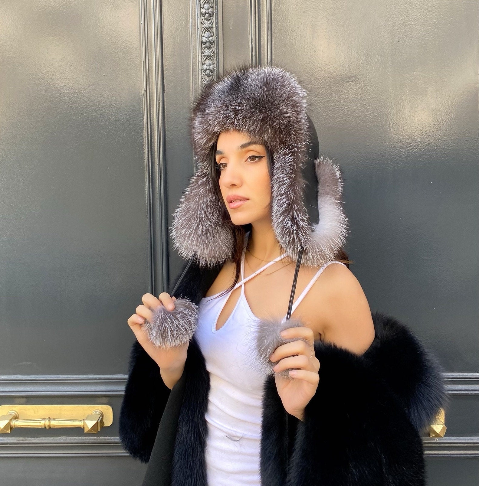 Special Frost Fox Fur Hat Fox Womens Trappers Hat Bomber Etsy