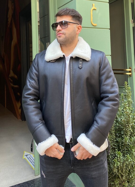 Mens sheep shop leather jacket