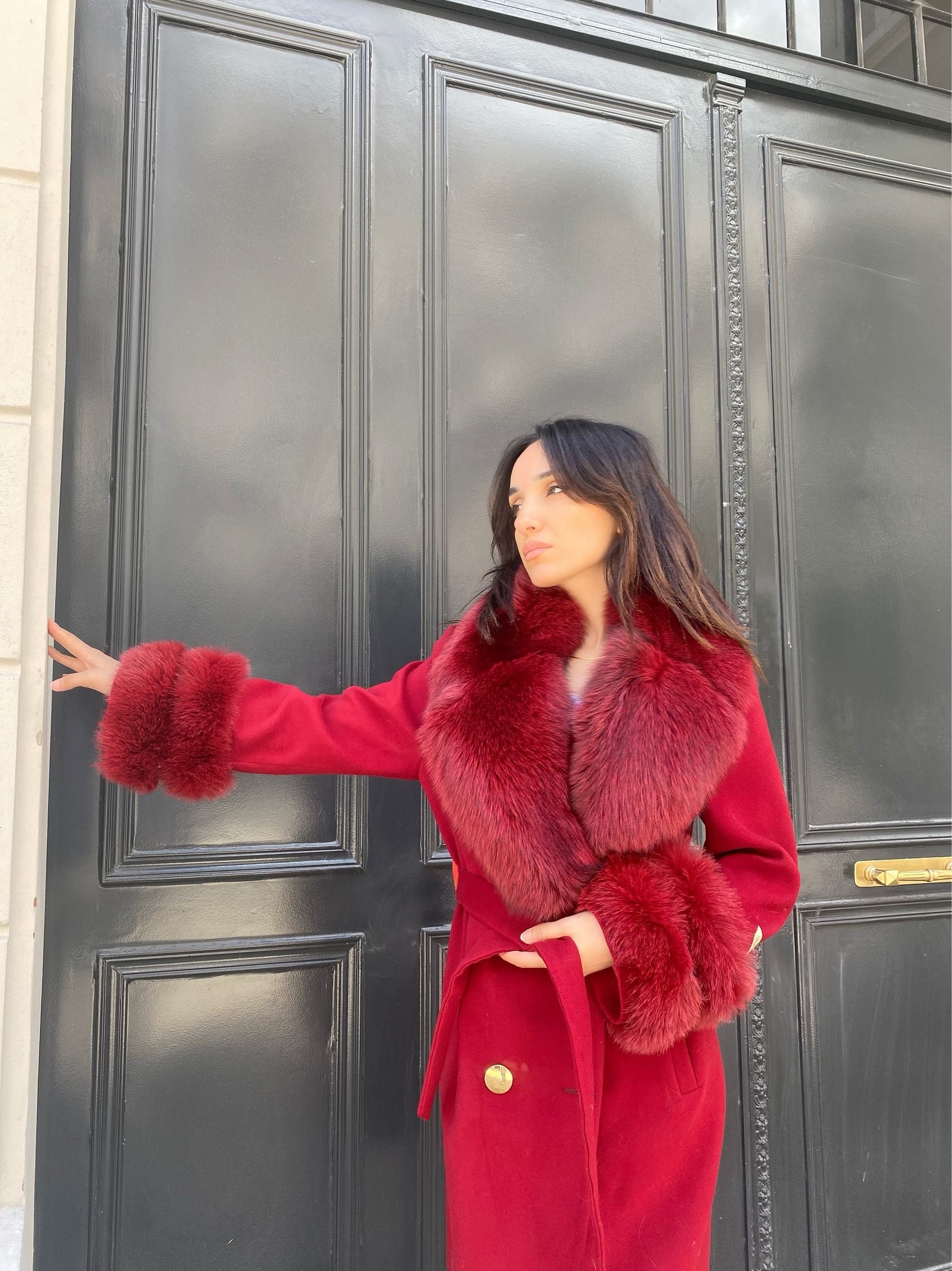 Faux red fox fur deals coat