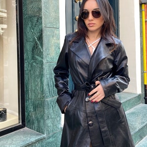 Leather Trench Coat Stylish Lambskin Soft Leather Women Black - Etsy