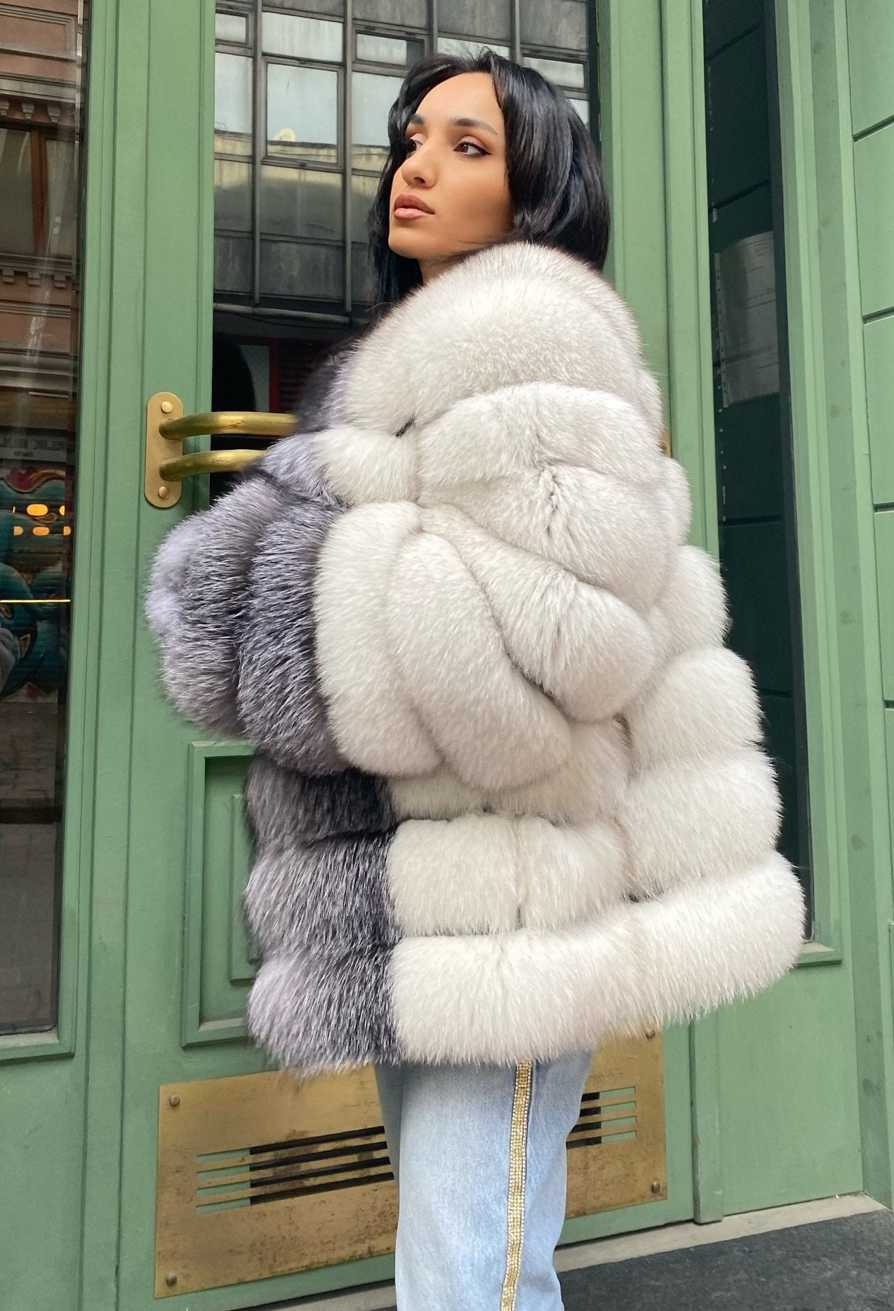 Fox Fur Coat With Arjante women's Long Coat/vest Short - Etsy