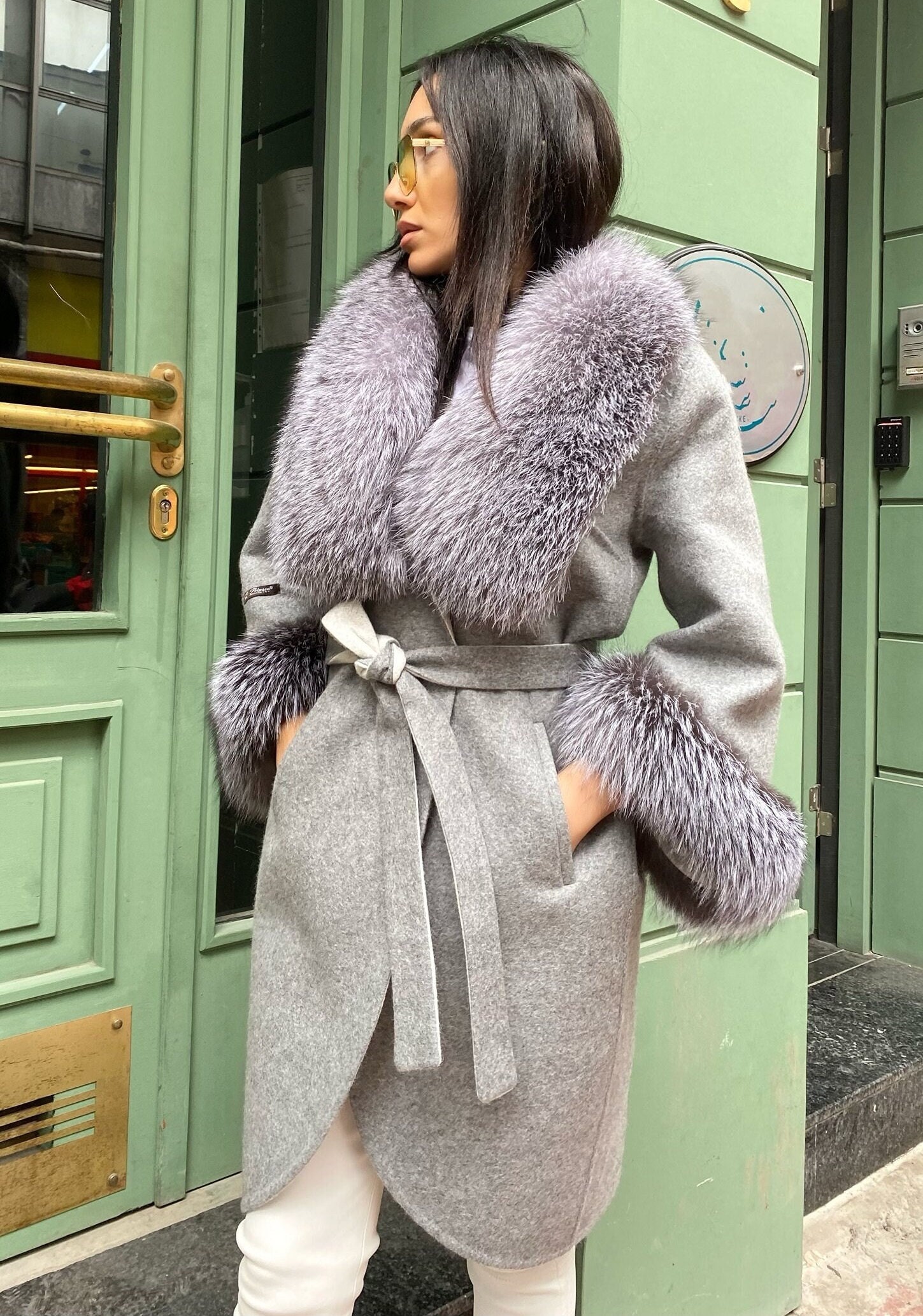 Cashmere Coat Women, Cashmere Winter Coat With Real Fox Fur