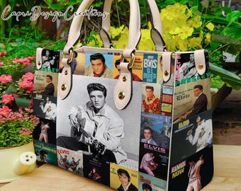 Elvis Presley Vintage Leather Handbag, Elvis Presley Leather Shoulder Bag, Top Handle Bag, Vintage HandBag, Custom Crossbody Bag