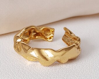 Gold-plated Jewelry Irregular Bumpy Tin Foil Pattern Adjustable Opening Rings Gold-plated Jewelry Irregular Bumpy Tin Foil Pattern Adjustable Opening Rings