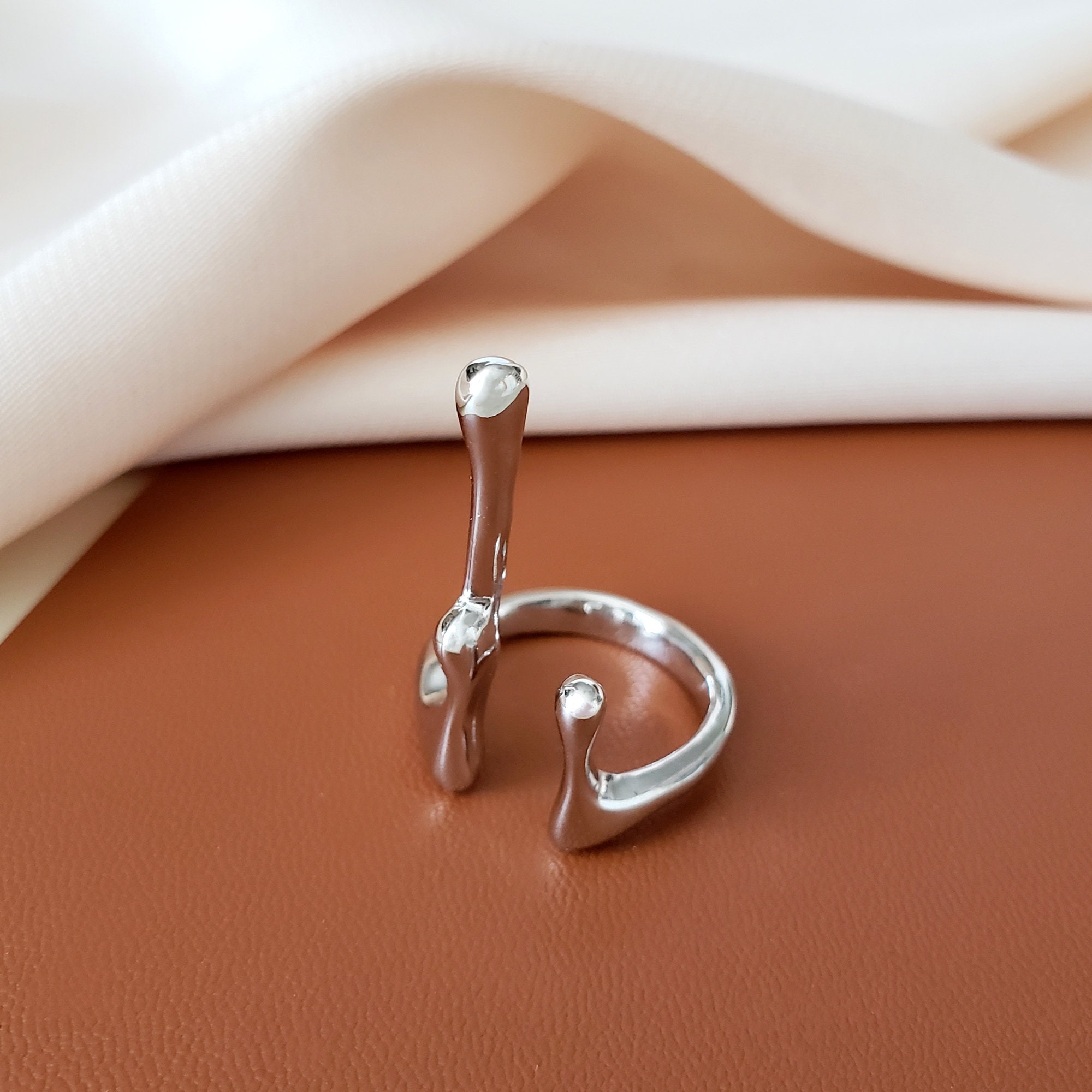 Dripping Liquid Ring Silver Ring Melted Metal Lava Inspired Etsy