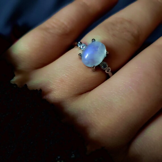 Moonstone Ring Genuine Real Moonstone Rings Silver Gemstone Ring