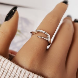 Irregular Twist Silver Ring, Gold Ring, Unique Design Uneven Streetwear Fasion Minimalist ...