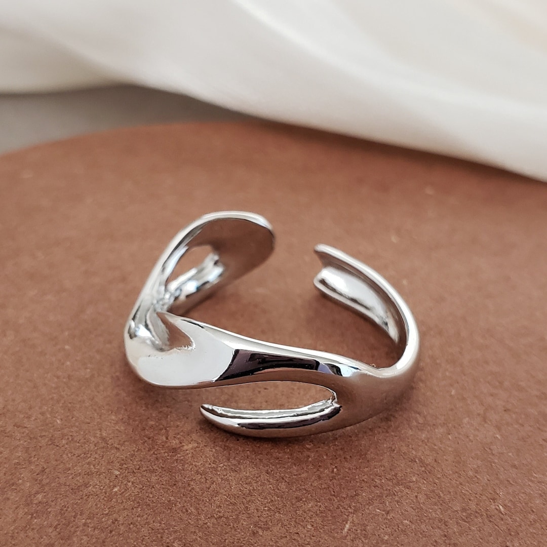 Irregular Twist Silver Ring, Gold Ring, Unique Design Uneven Streetwear Fasion Minimalist ...