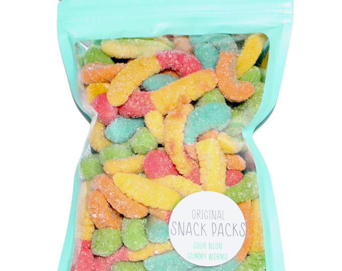 SOUR candy neon GUMMY WORMS~ Cute and colorful candy bag ~Get or directly gift ~Soft and delicious with a flavorful chew ~Party favors ~Etsy
